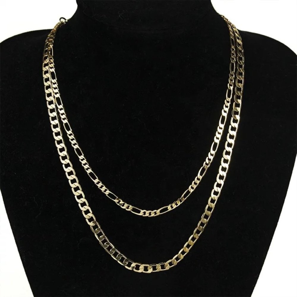 Double Layer 18k Gold Plated Chain Neckl - Picture 1 of 9